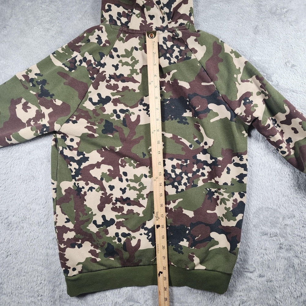 Adidas Originals Hoodie Youth Large Green Camo Trefoil Logo Pullover Fleece - Picture 9 of 11